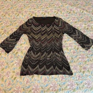 Cable & Gauge Multicolor Retro Chevron Pattern Women’s Blouse